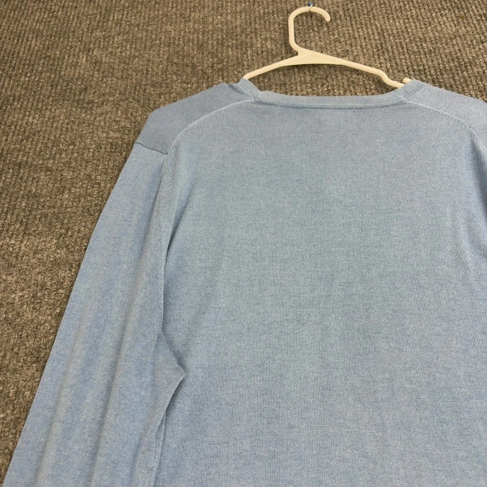 Banana Republic Sweater Mens L‎ Blue Silk Cotton V Neck Pullover Casual Classic